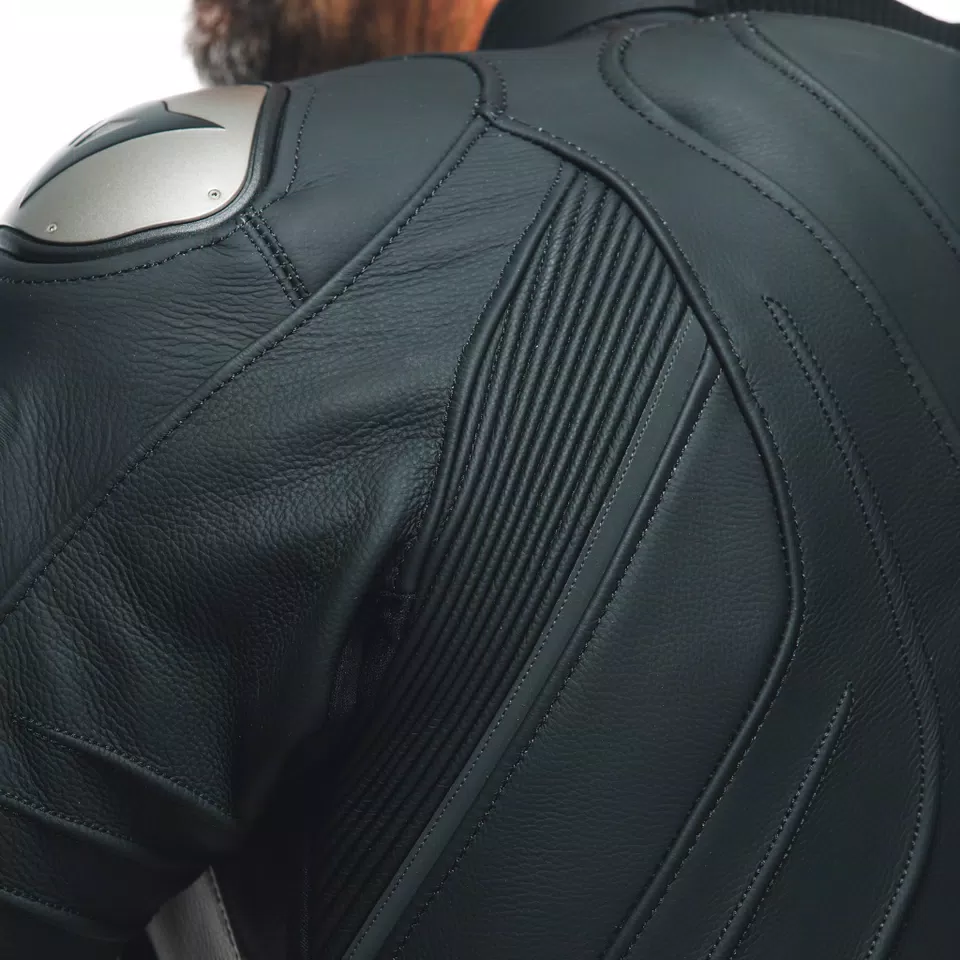 AVRO 4 - MEN'S 2-PIECE MOTORCYCLE LEATHER SUIT - BLACK-MATT/BLACK-MATT/WHITE - 11