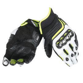 CARBON D1 SHORT GLOVES BLACK/WHITE/FLUO-YELLOW- Leder