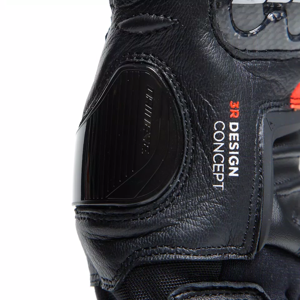 CARBON 4 - MEN'S MOTORCYCLE SHORT LEATHER GLOVES - BLACK/FLUO-RED - 11