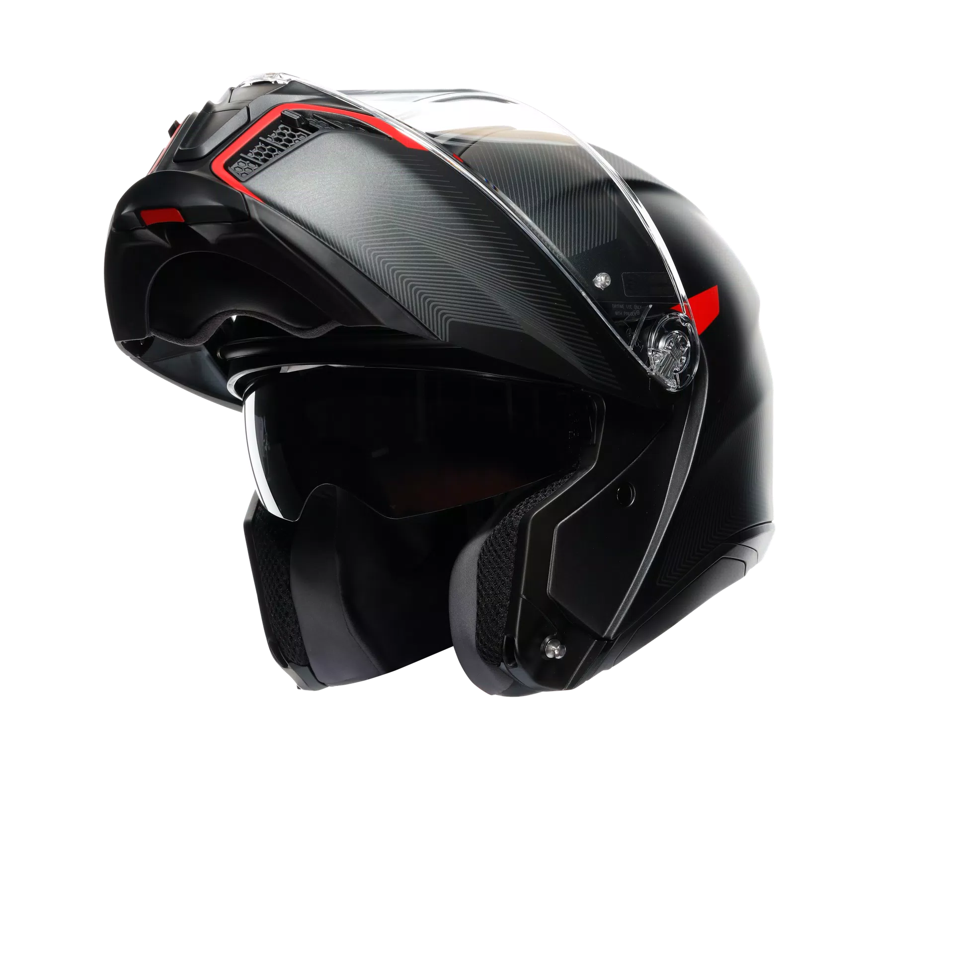 TOURMODULAR FREQUENCY MATT GUNMETAL/RED - MOTORBIKE FLIP UP HELMET E2206