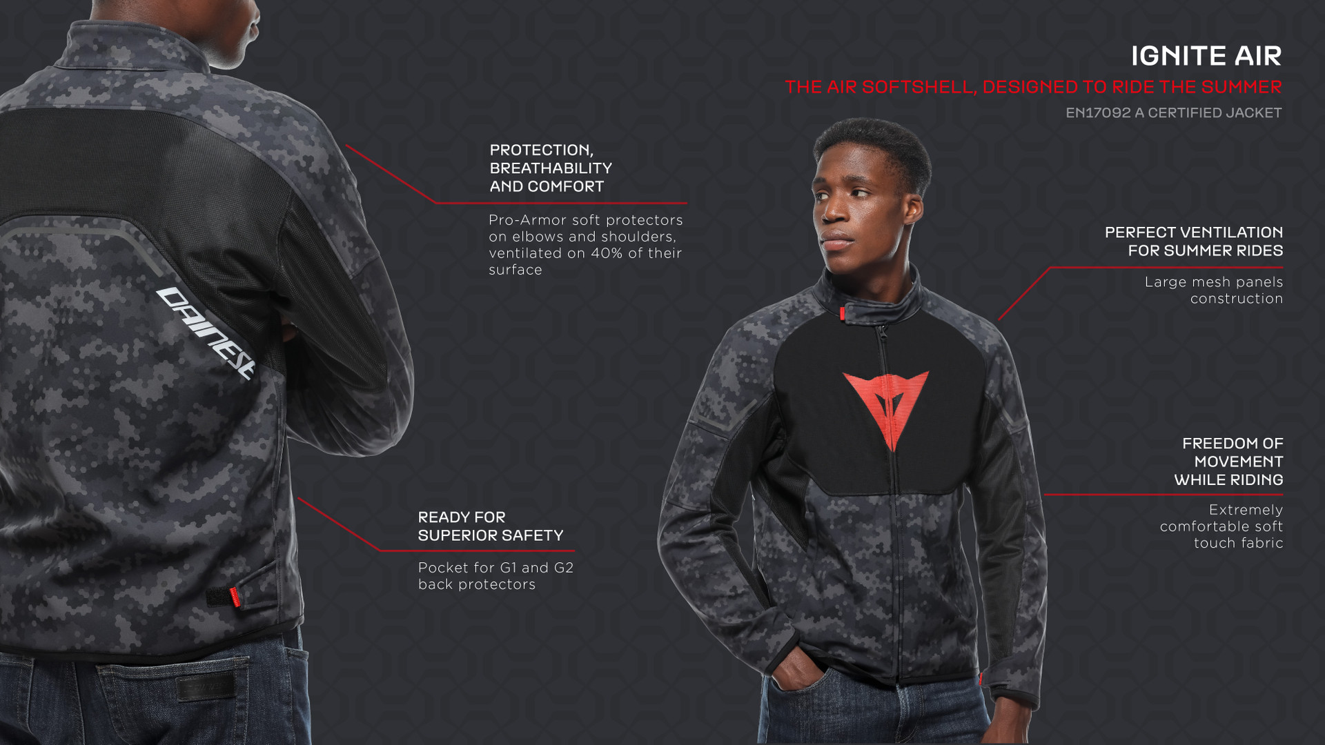 Dainese / ダイネーゼ Ignite Tex Jacket Black/Camo-Gray Size