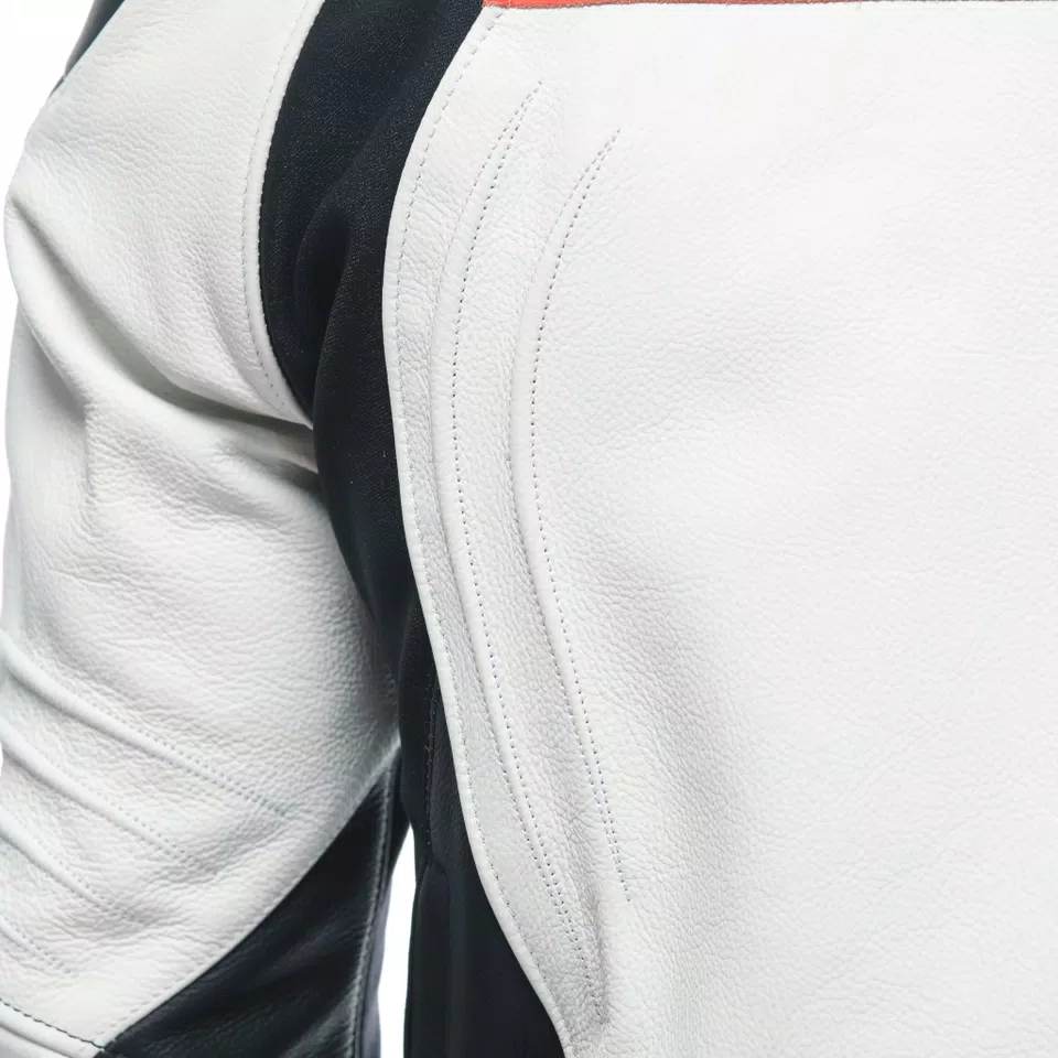 RACING 4 - MEN LEATHER MOTORCYCLE JACKET - WHITE/BLACK - 11