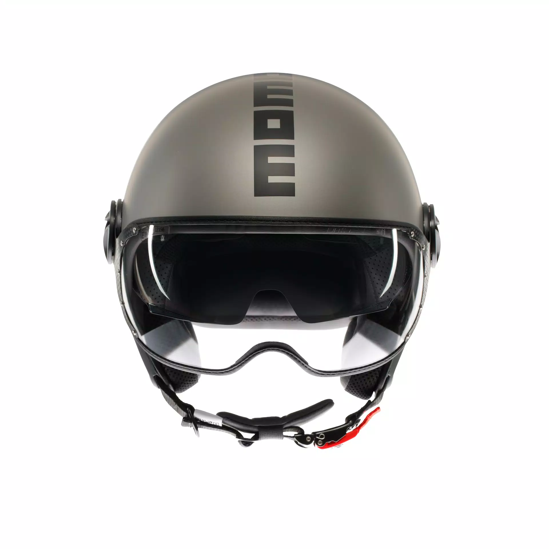 MOMODESIGN FGTR EVO MATE TITANIO / NEGRO - CASCO JET CON VISERA DOBLE E2206