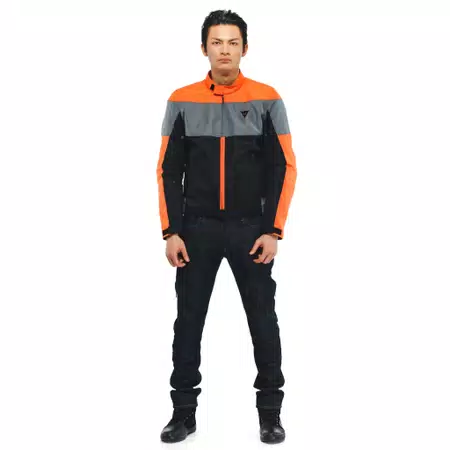 ELETTRICA AIR TEX - MEN'S MOTORCYCLE JACKET IN FABRIC - BLACK/FLAME-ORANGE/CHARCOAL-GRAY - 1