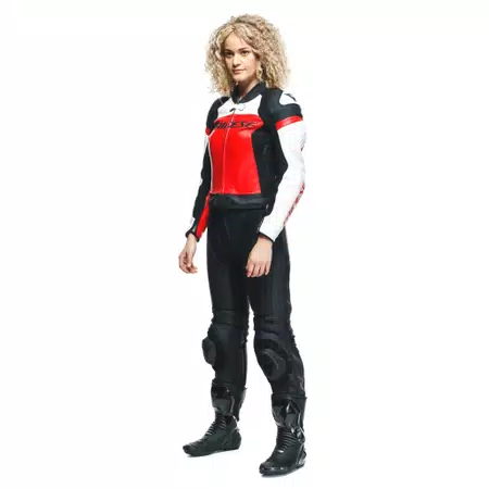 MIRAGE - DAMES 2-DELIG MOTORFIETS LEDERPAK (KORT/LANG) - BLACK/LAVA-RED/WHITE - 4