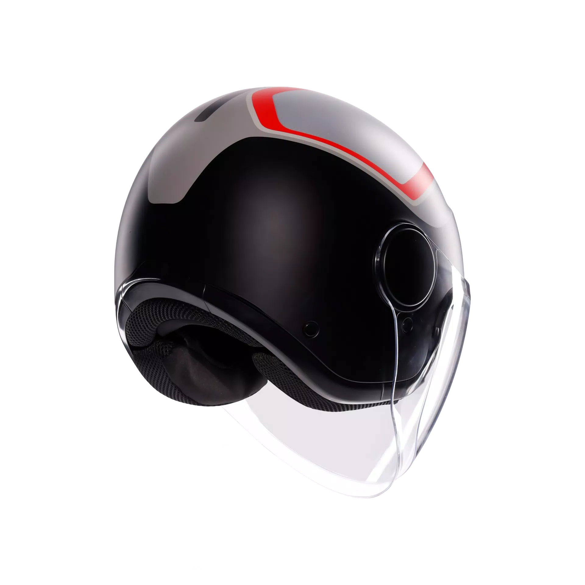 ETERES SCAGLIERI MATT GREY/RED - MOTORBIKE OPEN FACE HELMET E2206