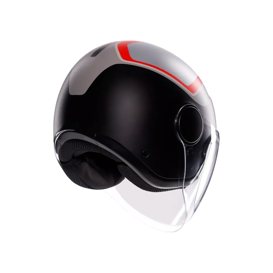 ETERES SCAGLIERI MATT GREY/RED - MOTORBIKE OPEN FACE HELMET E2206 -  - 6