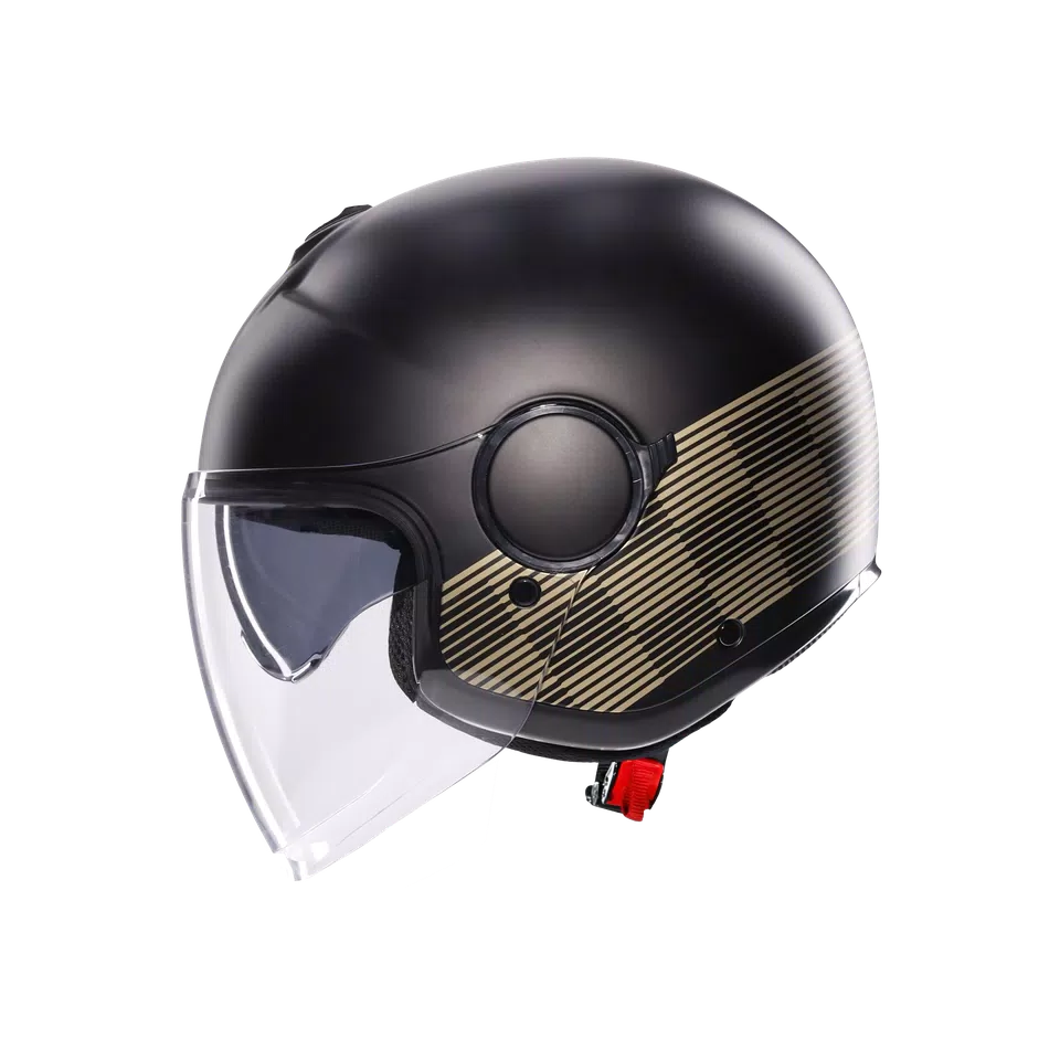 ETERES PONZA MATT BLACK/GOLD - MOTORBIKE OPEN FACE HELMET E2206 -  - 4