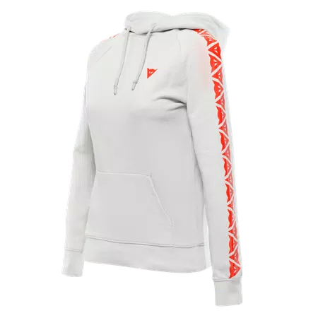 DAINESE STRIPES - WOMEN'S HOODIE - LIGHT-GRAY/FLUO-RED - 1