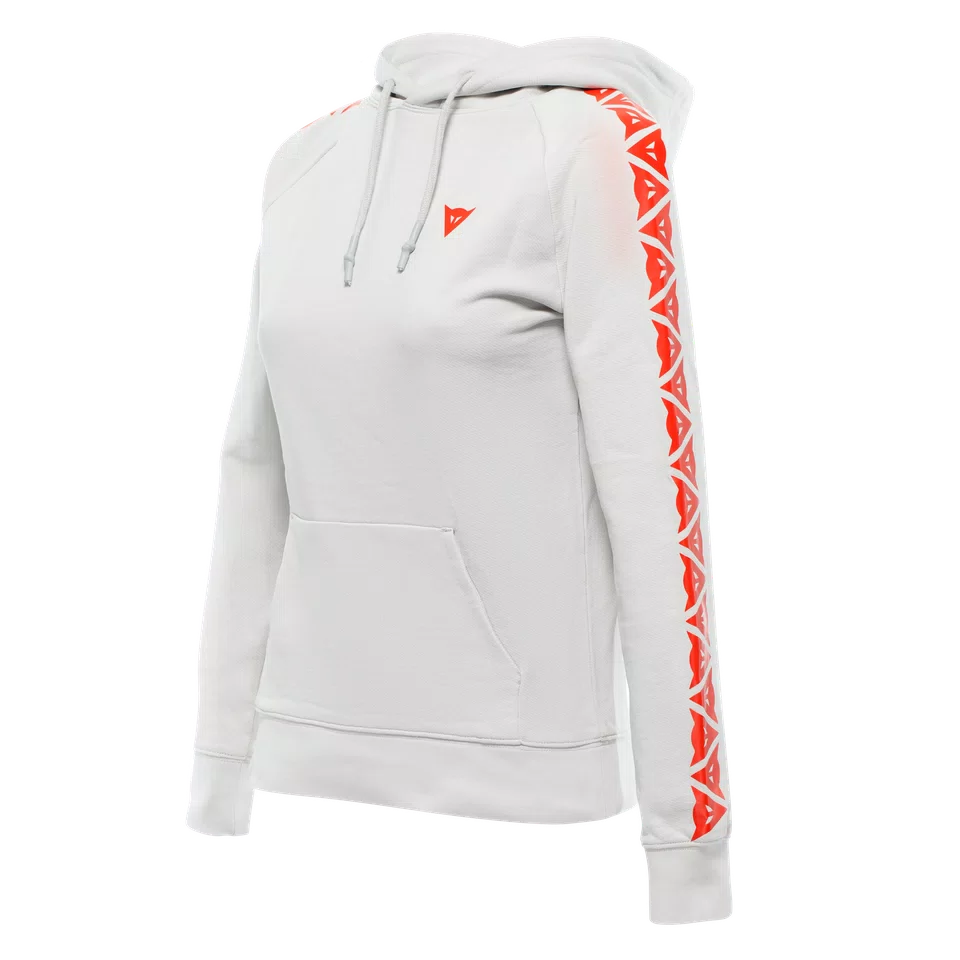 DAINESE HOODIE STRIPES LADY LIGHT GRAY FLUO RED Dainese