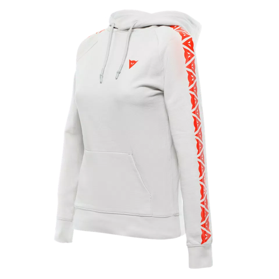 DAINESE HOODIE STRIPES LADY - LIGHT-GRAY/FLUO-RED - 1