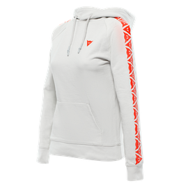 DAINESE HOODIE STRIPES LADY LIGHT-GRAY/FLUO-RED
