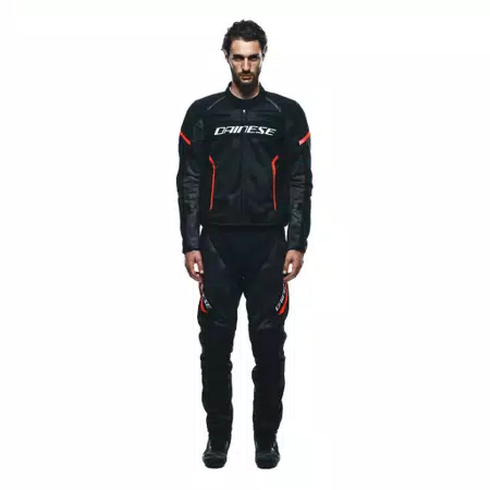 DRAKE 2 SUPER AIR - HEREN MOTORFIETSBROEK VOOR DE ZOMER IN STOF - BLACK/ANTHRACITE/RED-FLUO - 3