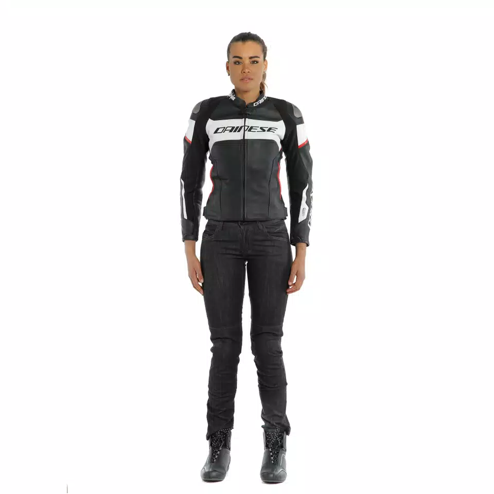RACING 3 D-AIR LADY LEATHER JACKET - BLACK/WHITE/LAVA-RED - 4