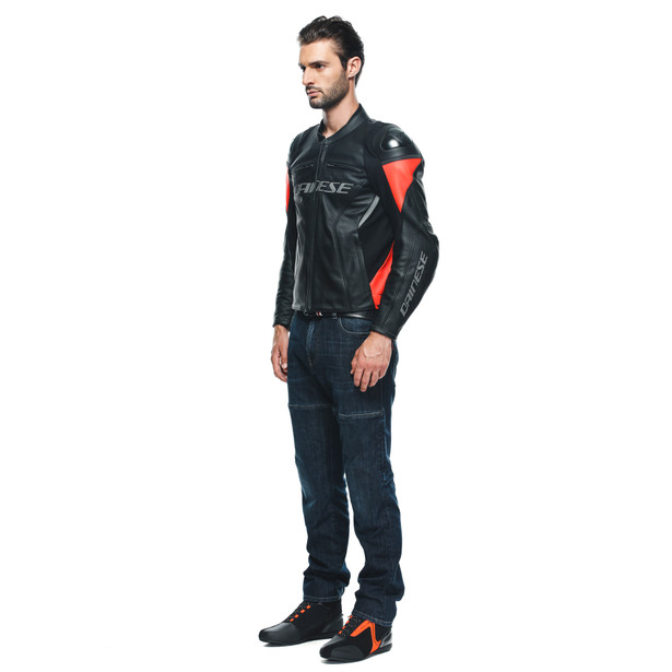 racing-4-leather-jacket-black-fluo-red image number 4