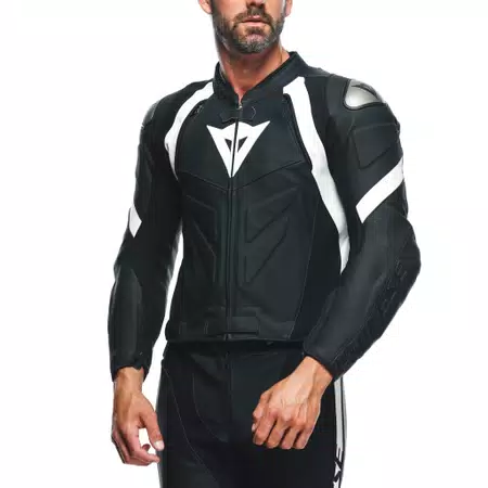 AVRO 4 - MEN'S 2-PIECE MOTORCYCLE LEATHER SUIT - BLACK-MATT/BLACK-MATT/WHITE - 5
