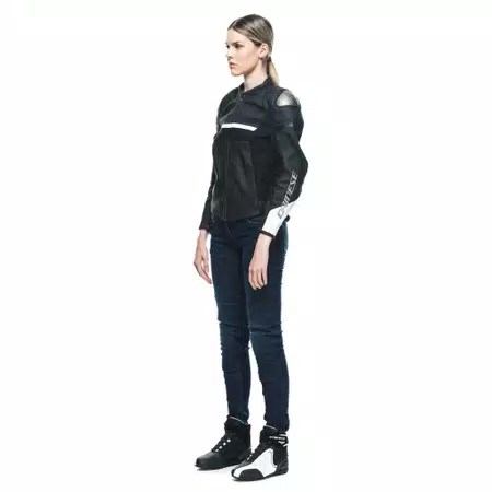 RAPIDA CHAQUETA DE CUERO MOTO MUJER - BLACK-MATT/BLACK-MATT/WHITE - 4