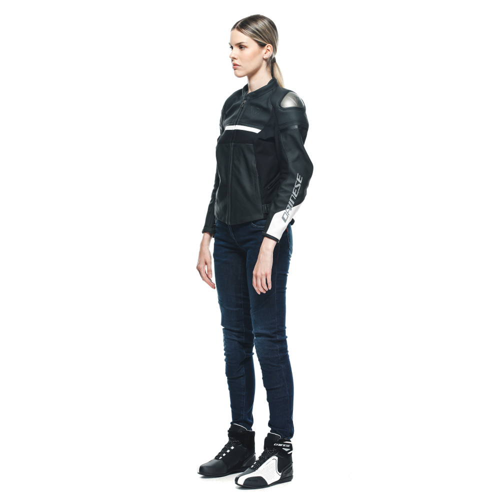 rapida-giacca-moto-in-pelle-donna-black-matt-black-matt-white image number 3