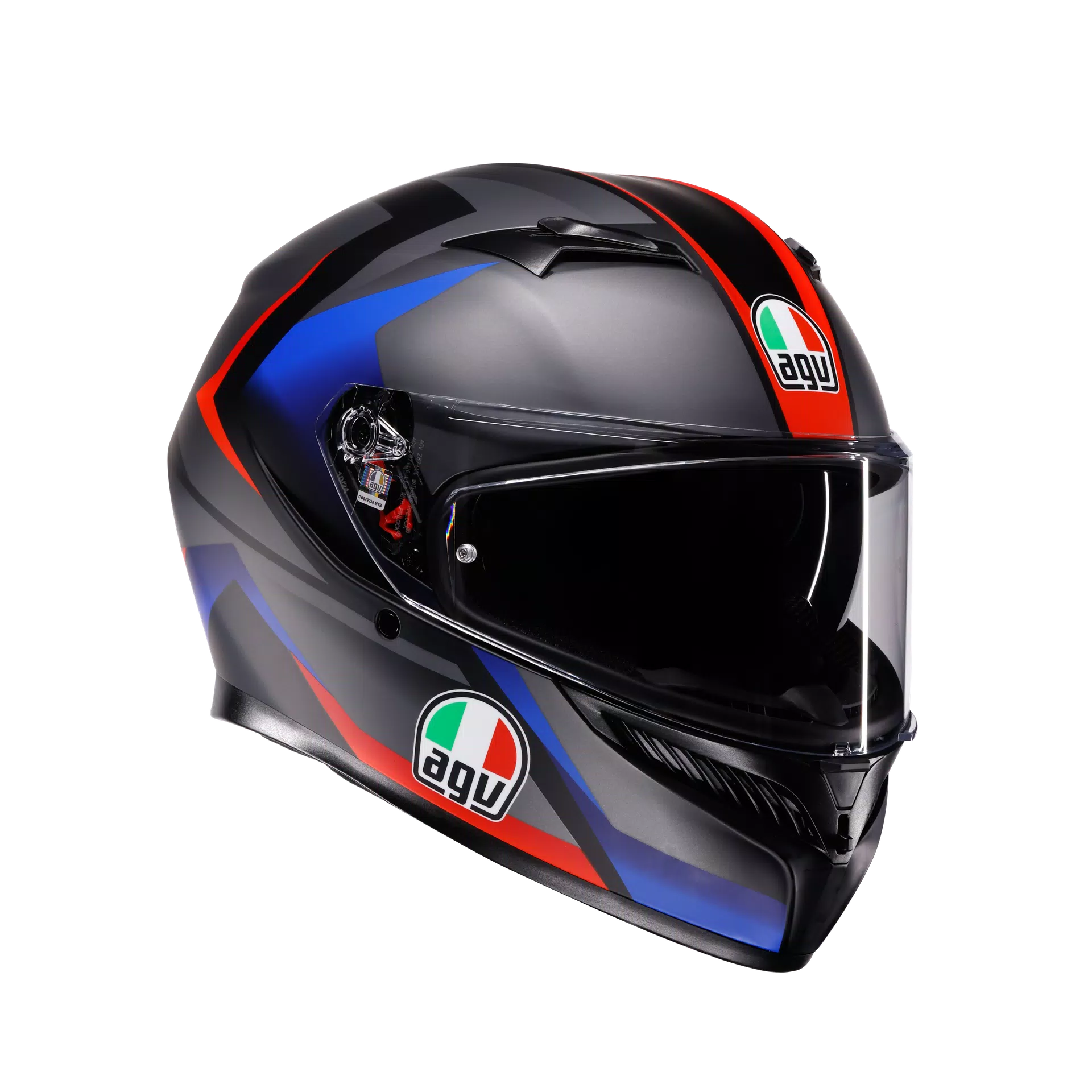K3 STRIGA MATT BLACK/BLUE/RED - MOTORBIKE FULL FACE HELMET E2206