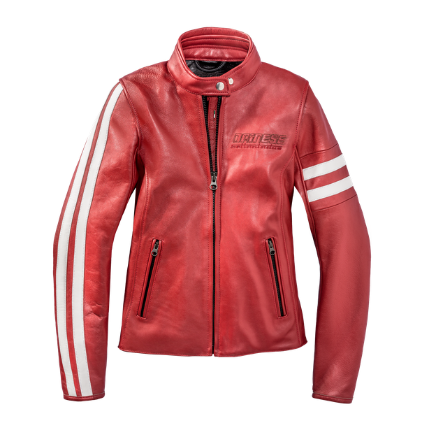 FRECCIA72 LADY LEATHER JACKET RED/WHITE-S- Motorbike