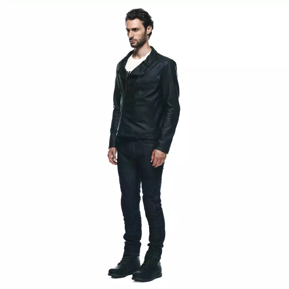CHIODO - MEN'S MOTORCYCLE LEATHER JACKET - BLACK - 4
