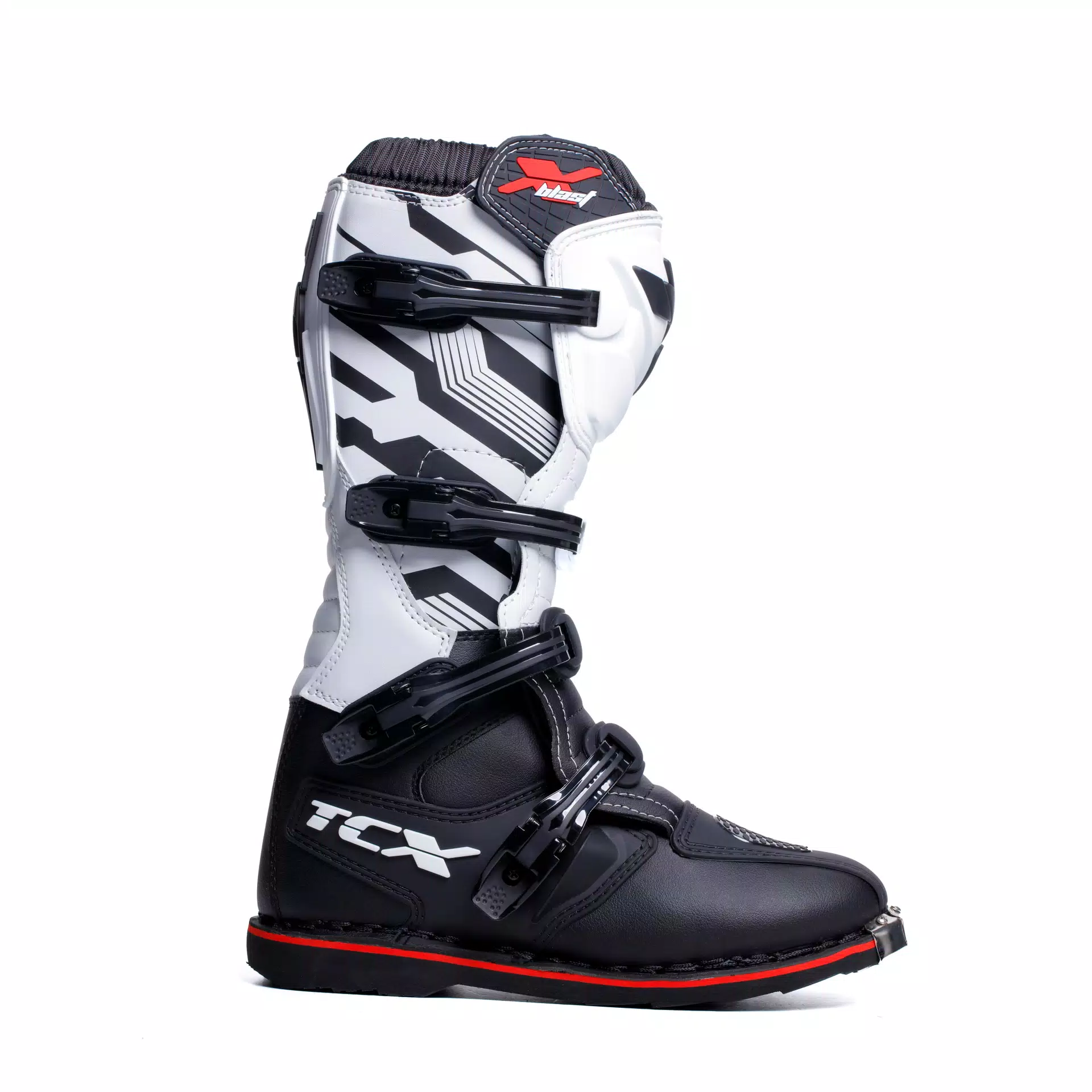 X-BLAST MEN'S MOTORCYCLE BOOTS - BLACK/WHITE/RED