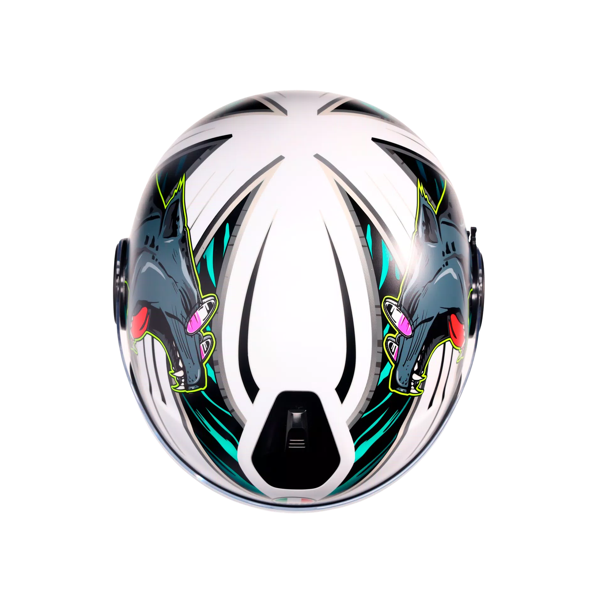 ETERES GHEPARD MATT WHITE/BLACK/GREEN - CASQUE MOTO JET E2206