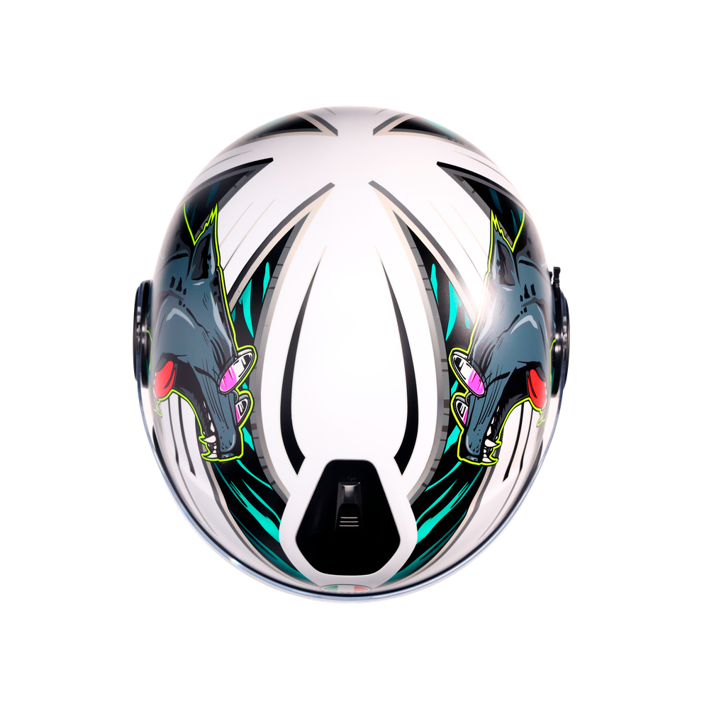 eteres-ghepard-matt-white-black-green-motorbike-open-face-helmet-e2206 image number 6