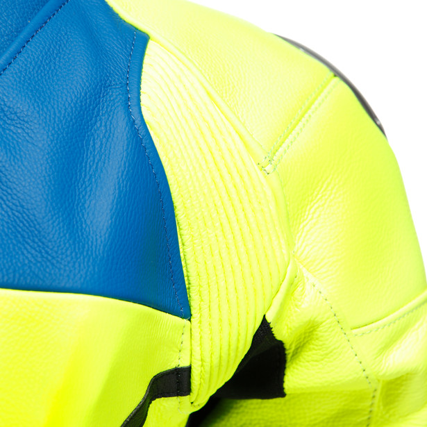 gen-z-junior-leather-1pc-suit-perf-fluo-yellow-light-blue-black image number 12