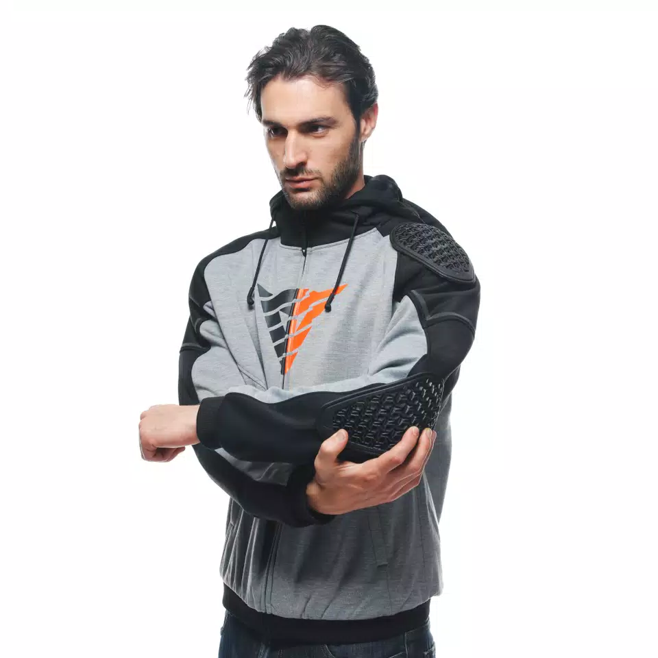 DAEMON-X SAFETY HOODIE - GIACCA MOTO IN TESSUTO UOMO - MELANGE-GRAY/BLACK/RED-FLUO - 16