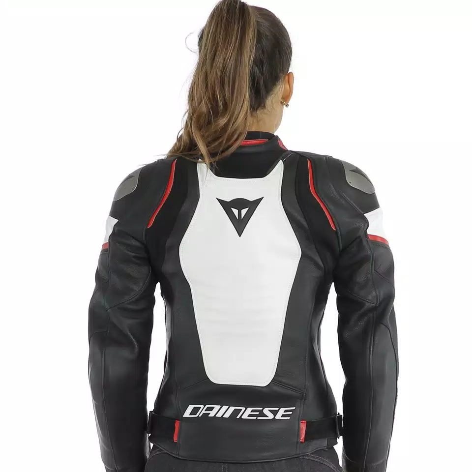 RACING 3 D-AIR LADY LEATHER JACKET - BLACK/WHITE/LAVA-RED - 7