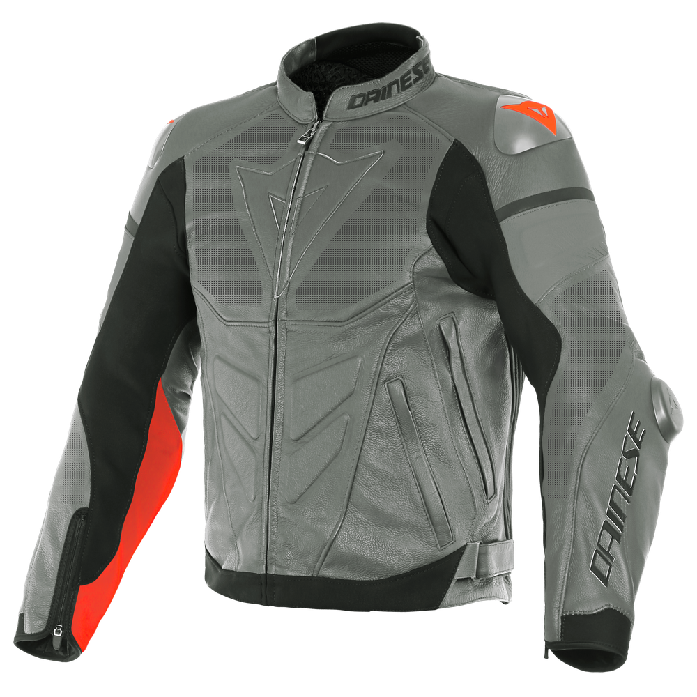 super-race-perf-leather-jacket-charcoal-gray-ch-gray-fluo-red image number 0