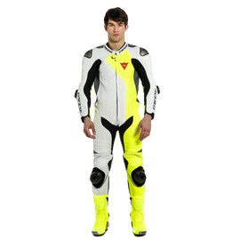 ADRIA 1PC LEATHER SUIT PERF. WHITE/FLUO-YELLOW/ANTHRACITE- Leather Suits