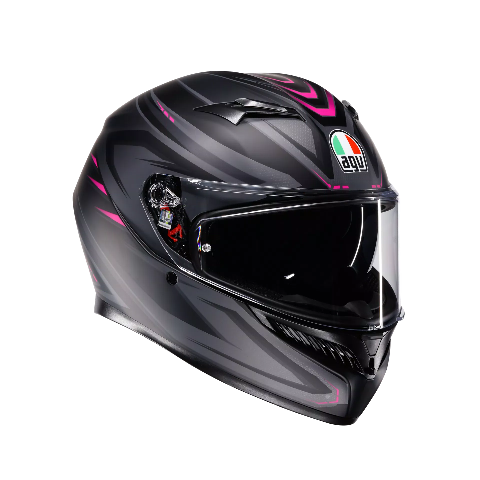 K3 SYTH MATT BLACK/PINK - MOTORBIKE FULL FACE HELMET E2206