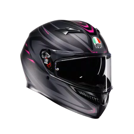 K3 SYTH MATT BLACK/PINK - MOTORBIKE FULL FACE HELMET E2206 -  - 1