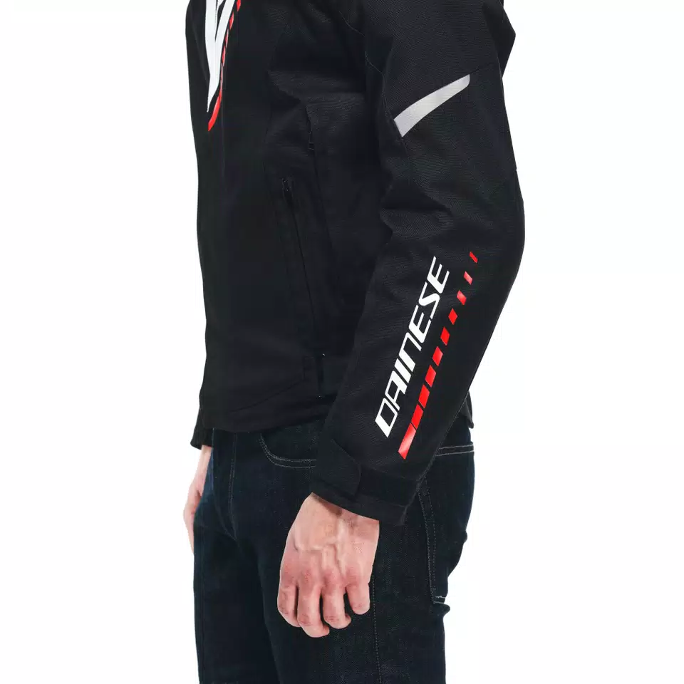 VELOCE D-DRY®- MEN'S WATERPROOF MOTORCYCLE JACKET - BLACK/WHITE/LAVA-RED - 10