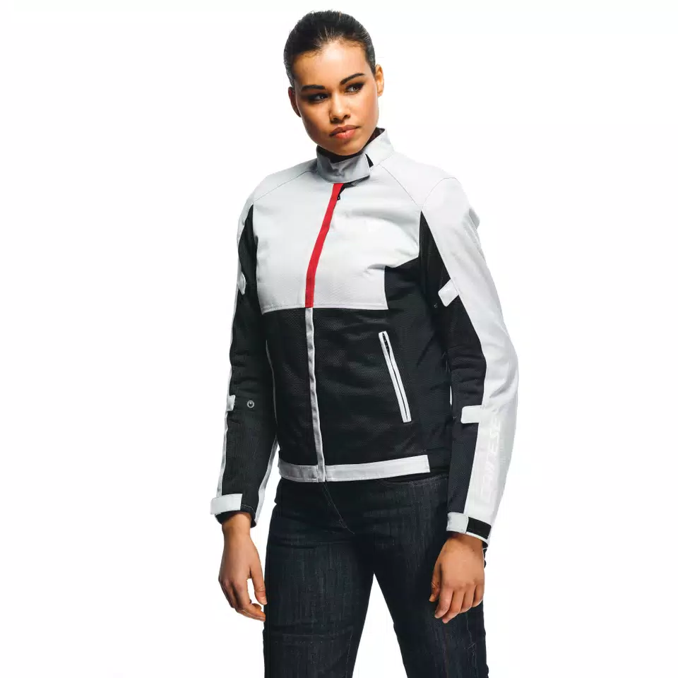 RISOLUTA AIR TEX - WOMEN'S MOTORCYCLE JACKET IN FABRIC - GLACIER-GRAY/LAVA-RED - 5