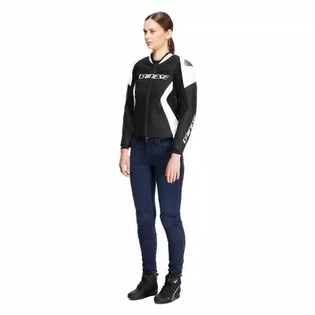RACING 5 - CHAQUETA MOTO DE CUERO MUJER - BLACK/WHITE - 4