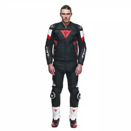 AVRO 5 - MEN'S MOTORCYCLE LEATHER JACKET - BLACK/RED-LAVA/WHITE - 3