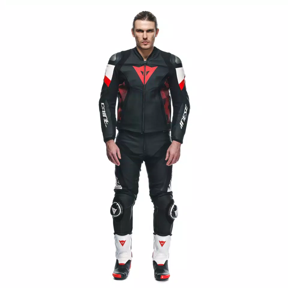 AVRO 5 CHAQUETA DE CUERO MOTO HOMBRE - BLACK/RED-LAVA/WHITE - 3