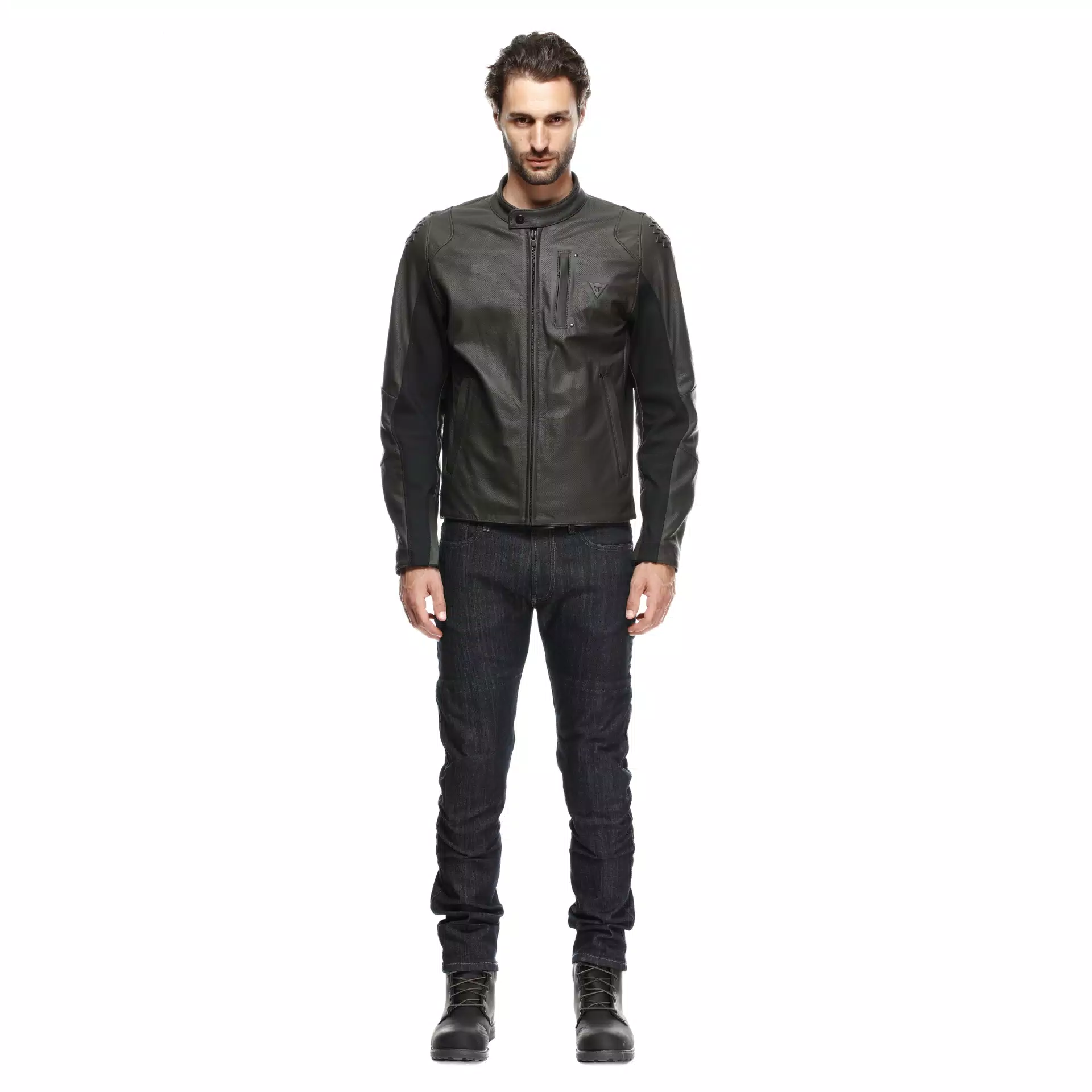 ISTRICE - GIACCA MOTO IN PELLE TRAFORATA UOMO
