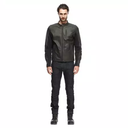 ISTRICE - MEN'S MOTORCYCLE PERFORATED LEATHER JACKET - DARK-BROWN - 3