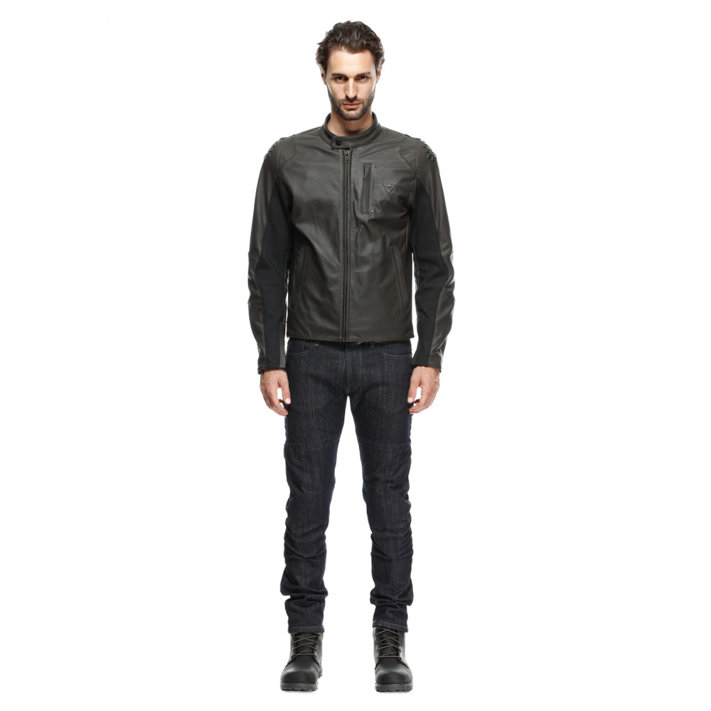 istrice-giacca-moto-in-pelle-perforata-uomo-dark-brown image number 2