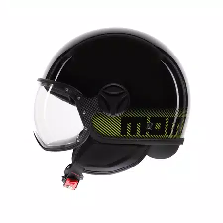 MOMODESIGN FGTR CLASSIC STRIPES BLACK / YELLOW FLUO - JET HELMET WITH VISOR E2206 -  - 4