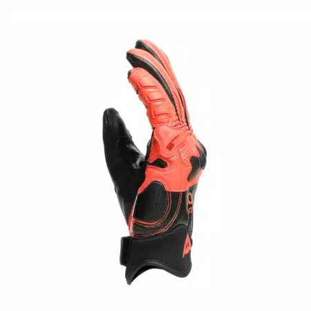 X-RIDE - MEN'S MOTORCYCLE LEATHER GLOVES - BLACK/FLUO-RED - 4