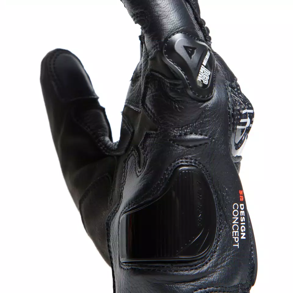 CARBON 4 - MEN'S MOTORCYCLE SHORT LEATHER GLOVES - BLACK/FLUO-RED - 14