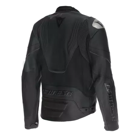 RACING 5 - MEN PERFORATED LEATHER MOTORCYCLE JACKET SHORT/TALL FIT (S/T) - BLACK/BLACK/BLACK - 2