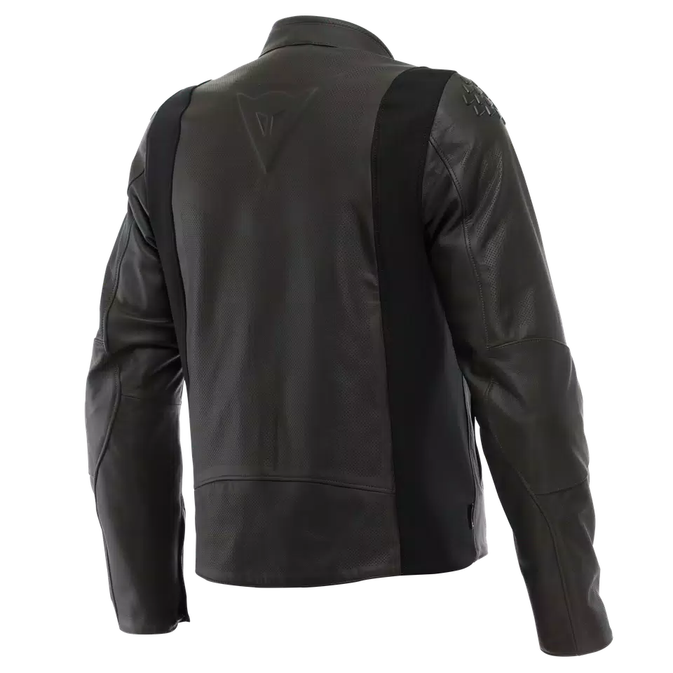 ISTRICE - MEN'S MOTORCYCLE PERFORATED LEATHER JACKET - DARK-BROWN - 2