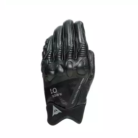 X-RIDE - MEN'S MOTORCYCLE LEATHER GLOVES - BLACK/BLACK - 1