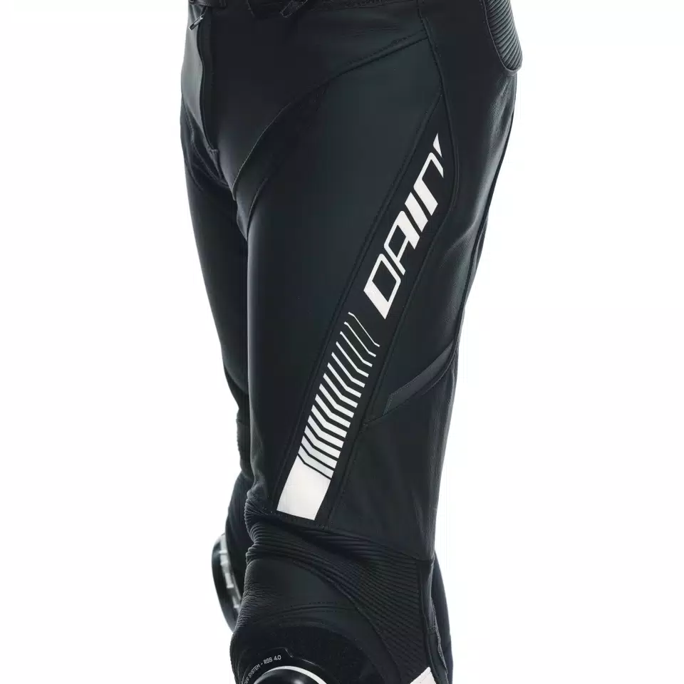 SUPER SPEED - MEN'S MOTORCYCLE LEATHER PANTS - BLACK/WHITE - 4